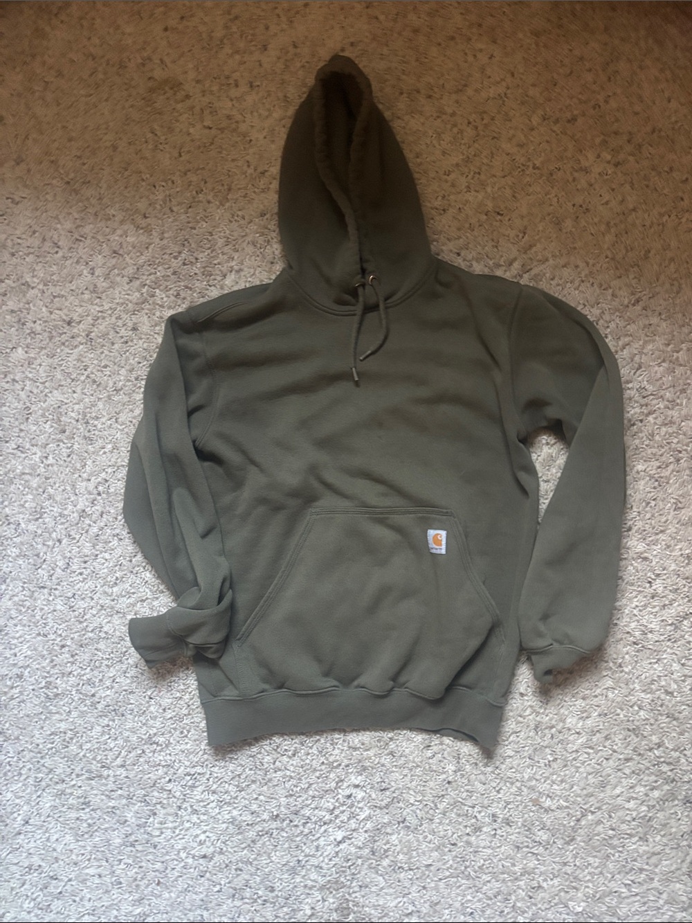 Carhartt Olive Green Pullover Hoodie with Logo Patch